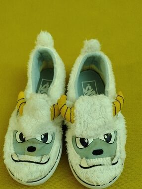 Kids Vans White Fuzzy Monster Slip-On Sneakers